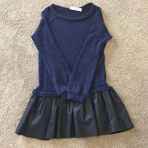 ONE PIECE/ sweater and Real lamb leather skirt